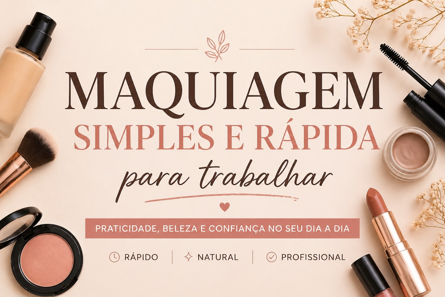 Maquiagem simples e rápida para trabalhar com dicas práticas para um visual leve, bonito e profissional em poucos minutos.